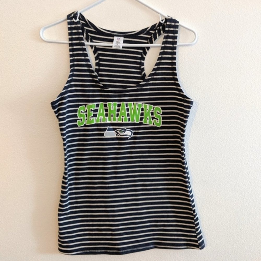 NWOT Seattle Seahawks Logo Striped Tank Top Women Size Small